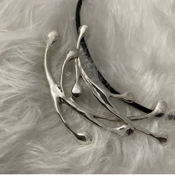 Hagit Gorali modernist splash sterling silver necklace choker jewelry - Picture 3 of 7